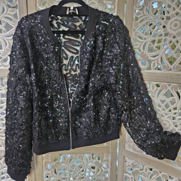 Bombers noir en dentelle et sequins Choklate