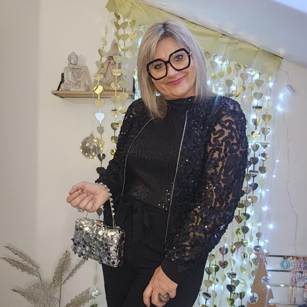 Bombers noir en dentelle et sequins Choklate – Image 3