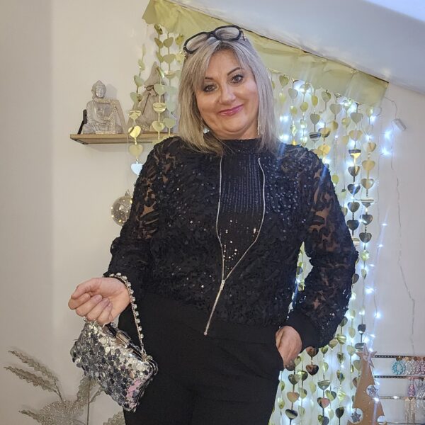 Bombers noir en dentelle et sequins Choklate – Image 7