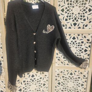 Gilet brodé léopard LOVE