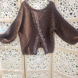 Pull dos croisé avec strass
