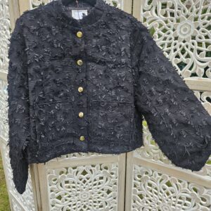 Veste courte noire en tweed