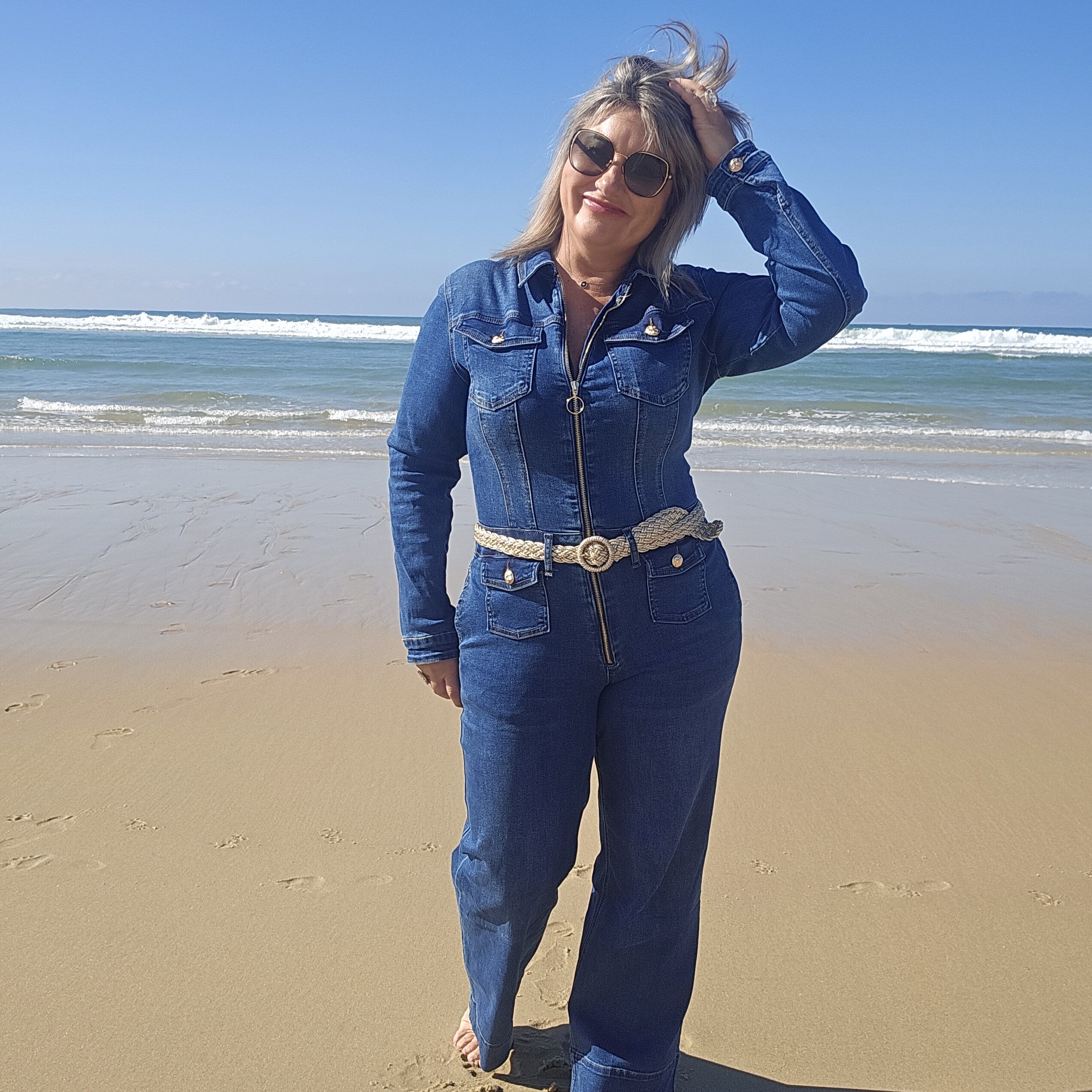 Combinaison en jean stretch à zip – Image 4