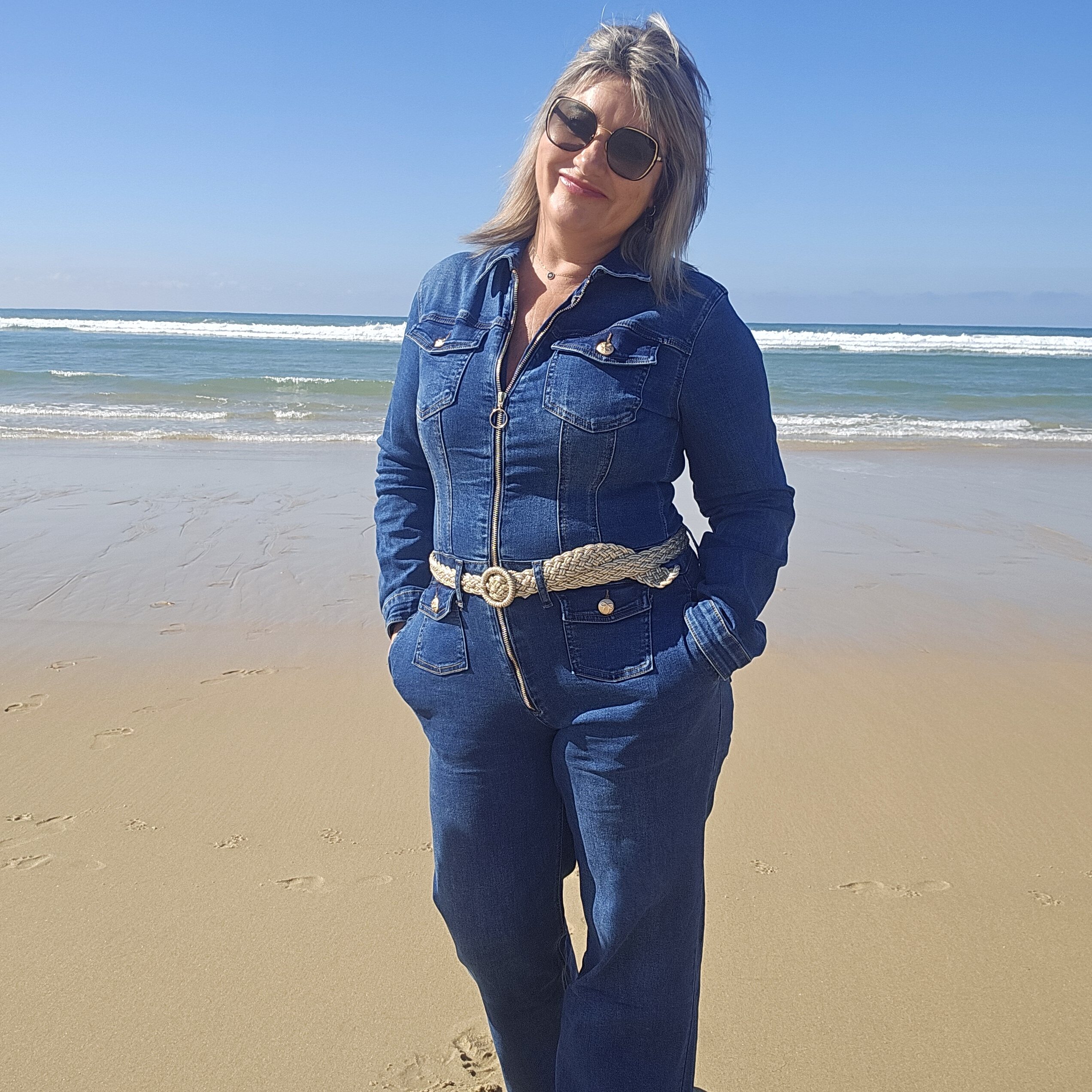 Combinaison en jean stretch à zip – Image 5