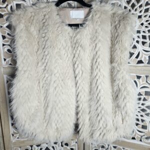 Gilet sans manches fausse fourrure écrue