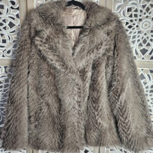 Veste en fausse fourrure taupe choklate