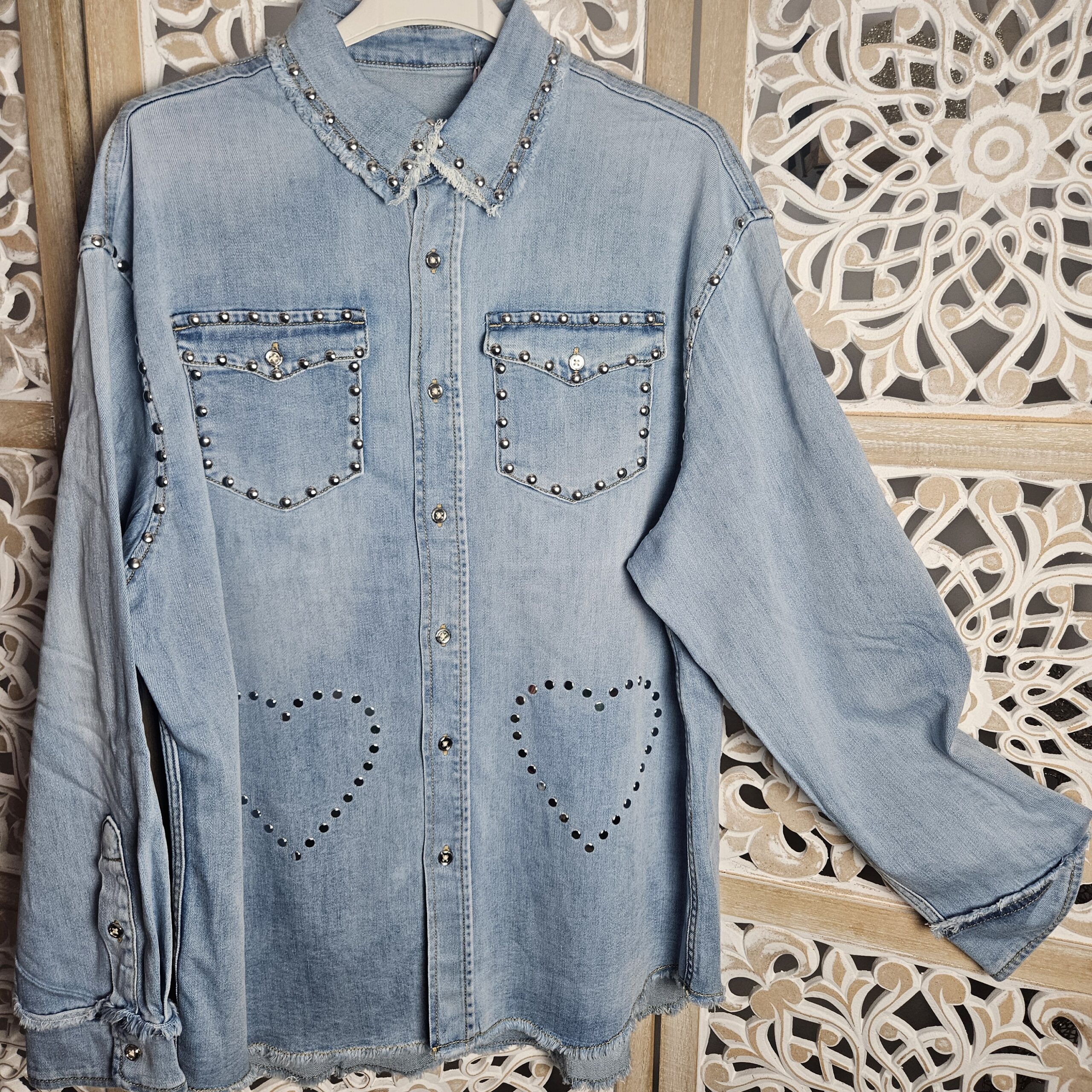 Chemise en Jean avec clous argentés – Image 11