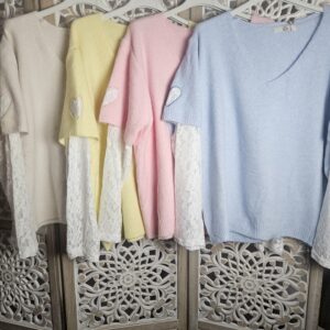 Pull manches courtes et mousseline