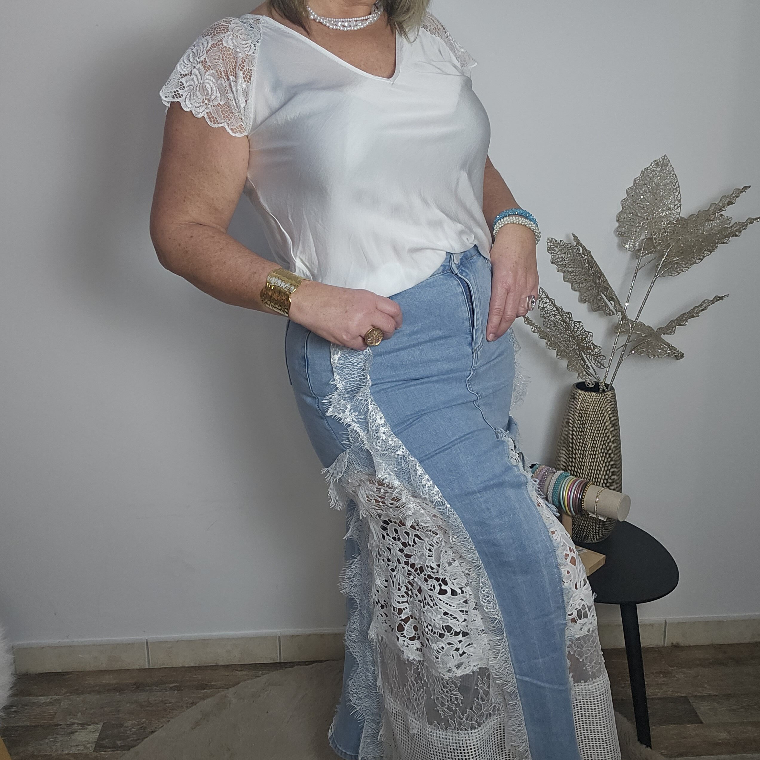 Jupe longue en Jean et dentelle – Image 6