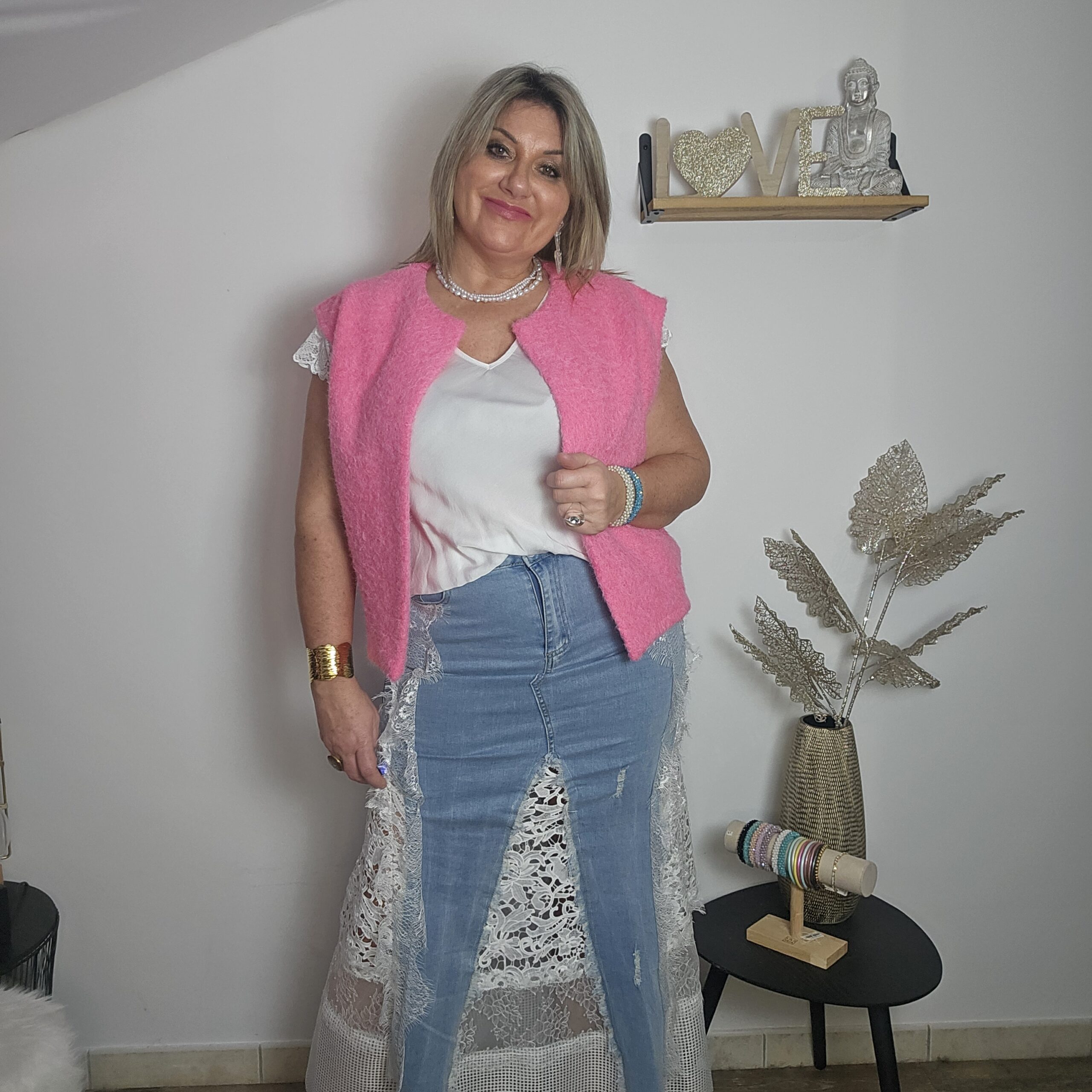 Jupe longue en Jean et dentelle – Image 8