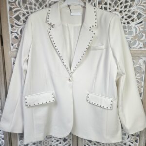 Blazer oversize clouté écru