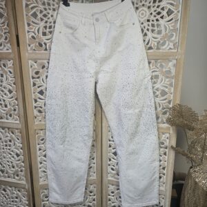 Jean blanc strass