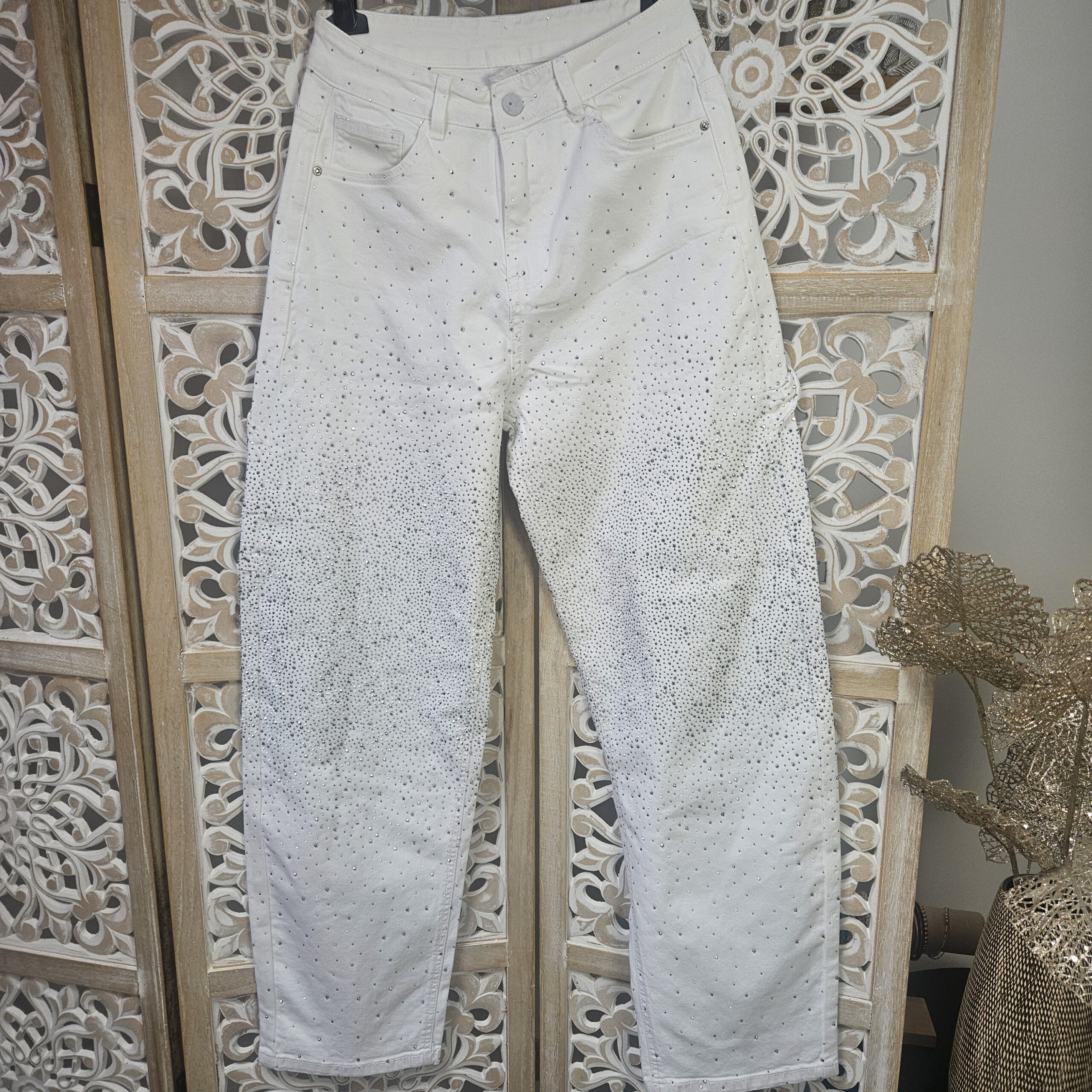 Jean blanc strass