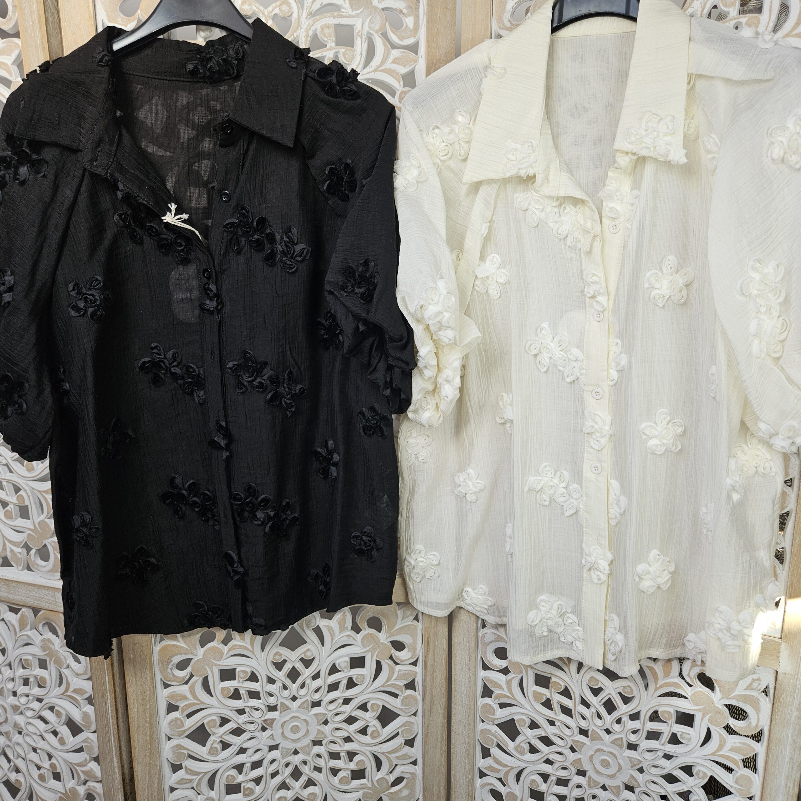 Chemise fleurs manches courtes