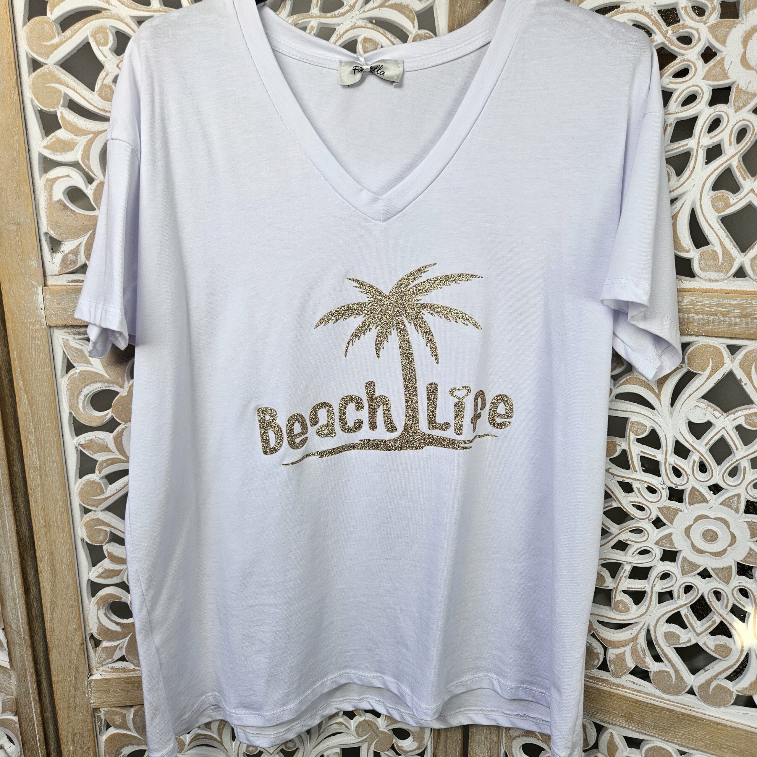 T shirt Palmier pailleté