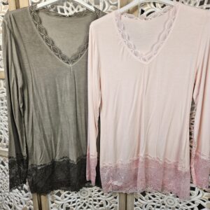 Top dentelle manches longues