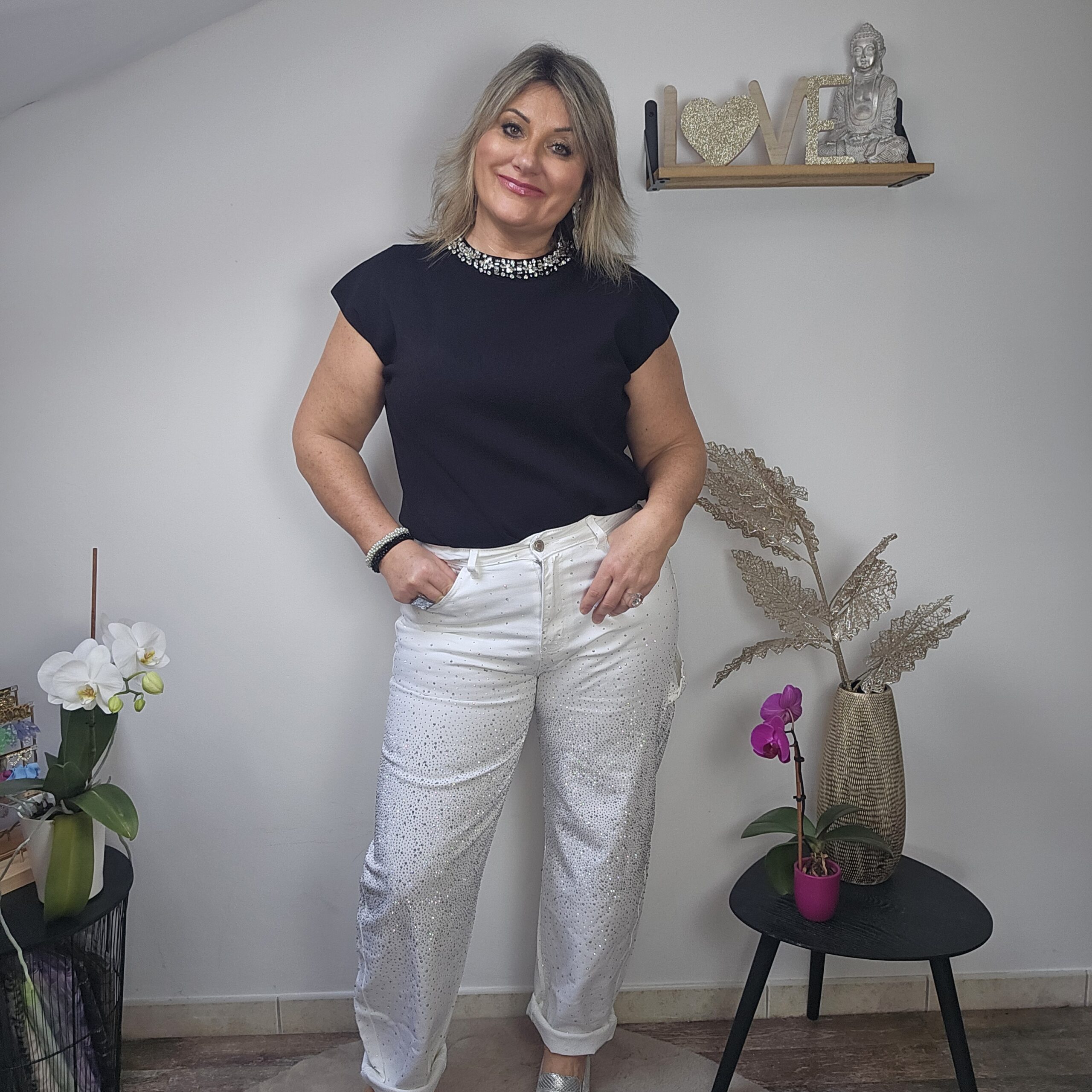 Jean blanc strass – Image 2