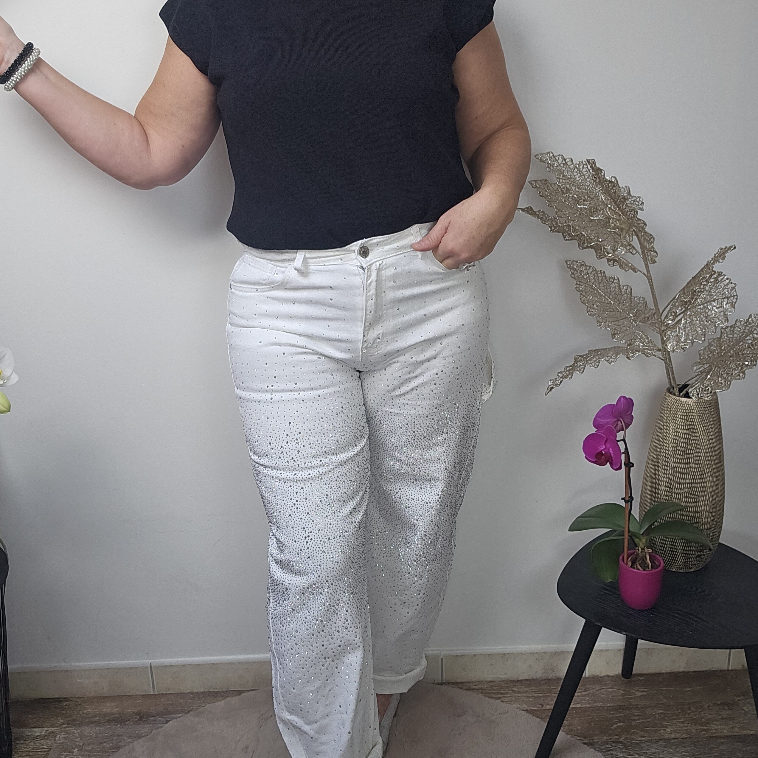 Jean blanc strass – Image 4