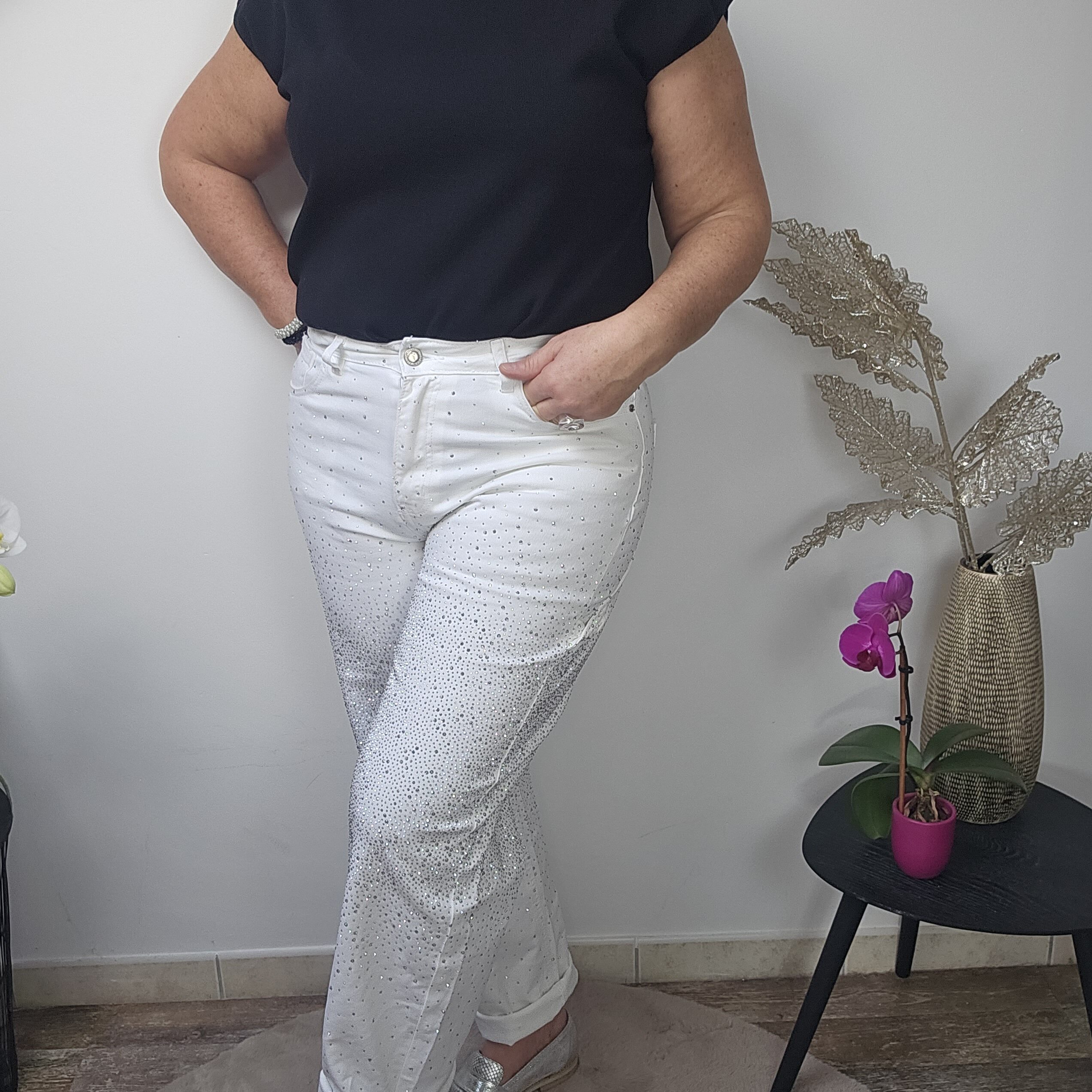 Jean blanc strass – Image 5
