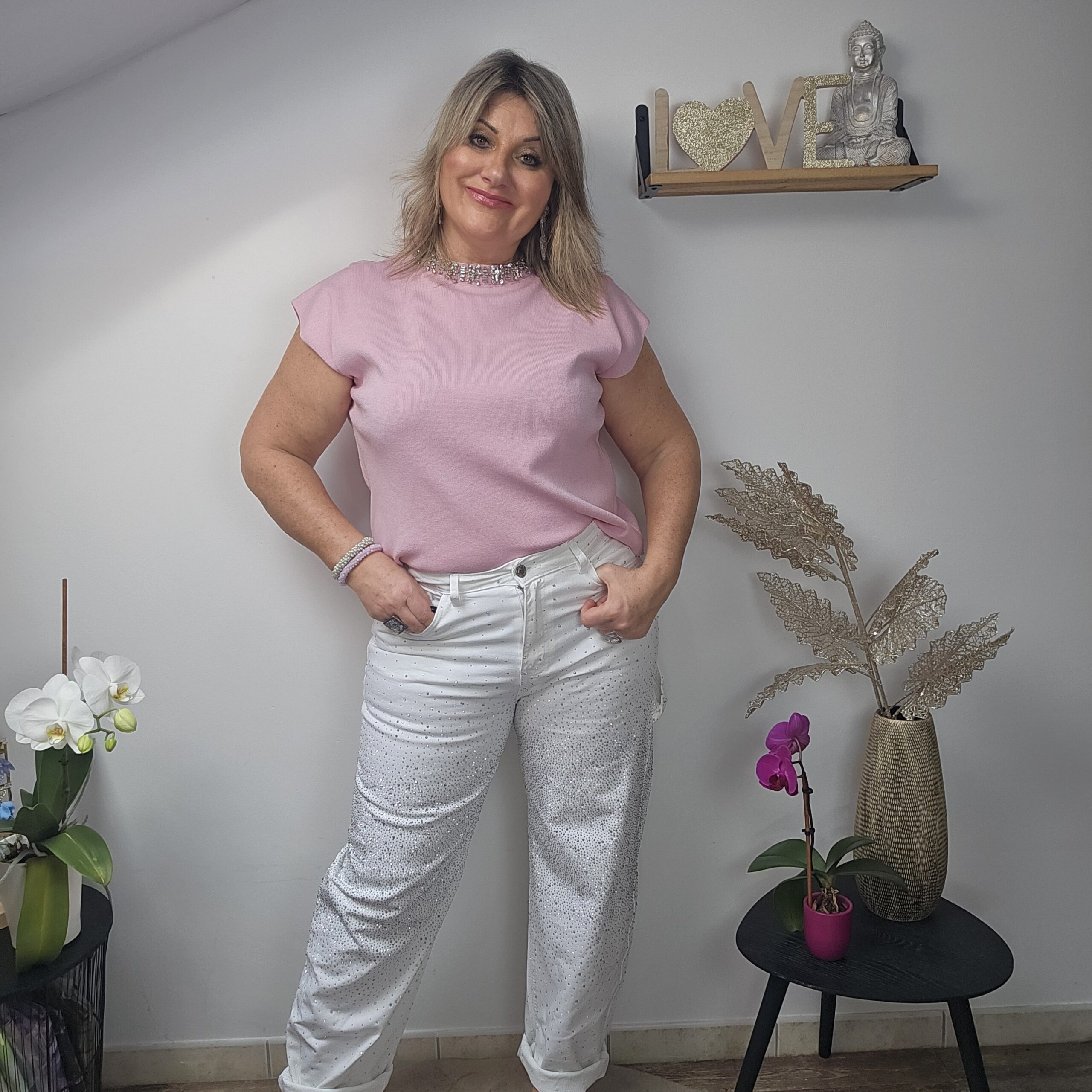 Jean blanc strass – Image 9