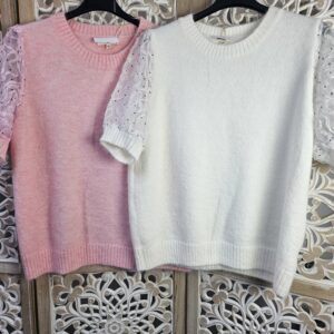 Pull manches dentelle et pois
