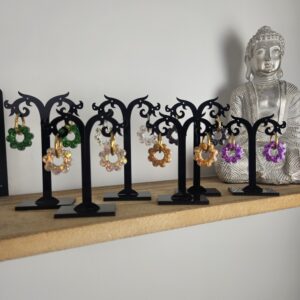 Créole fleur 8 pétales pailletée 2,5 cm