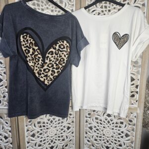T shirt cœur léopard