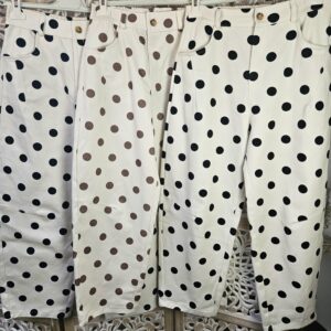 Pantalon Barrel écru avec pois