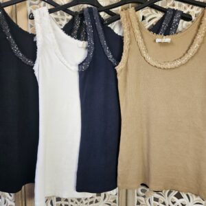 Débardeur côtelé avec sequins