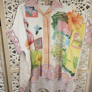 Chemise imprimée oversize manches courtes