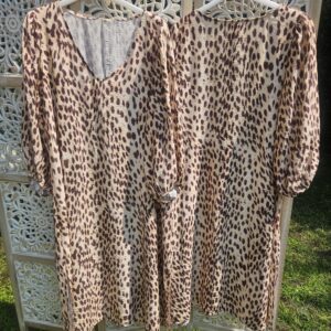 Robe longue léopard manches 3/4
