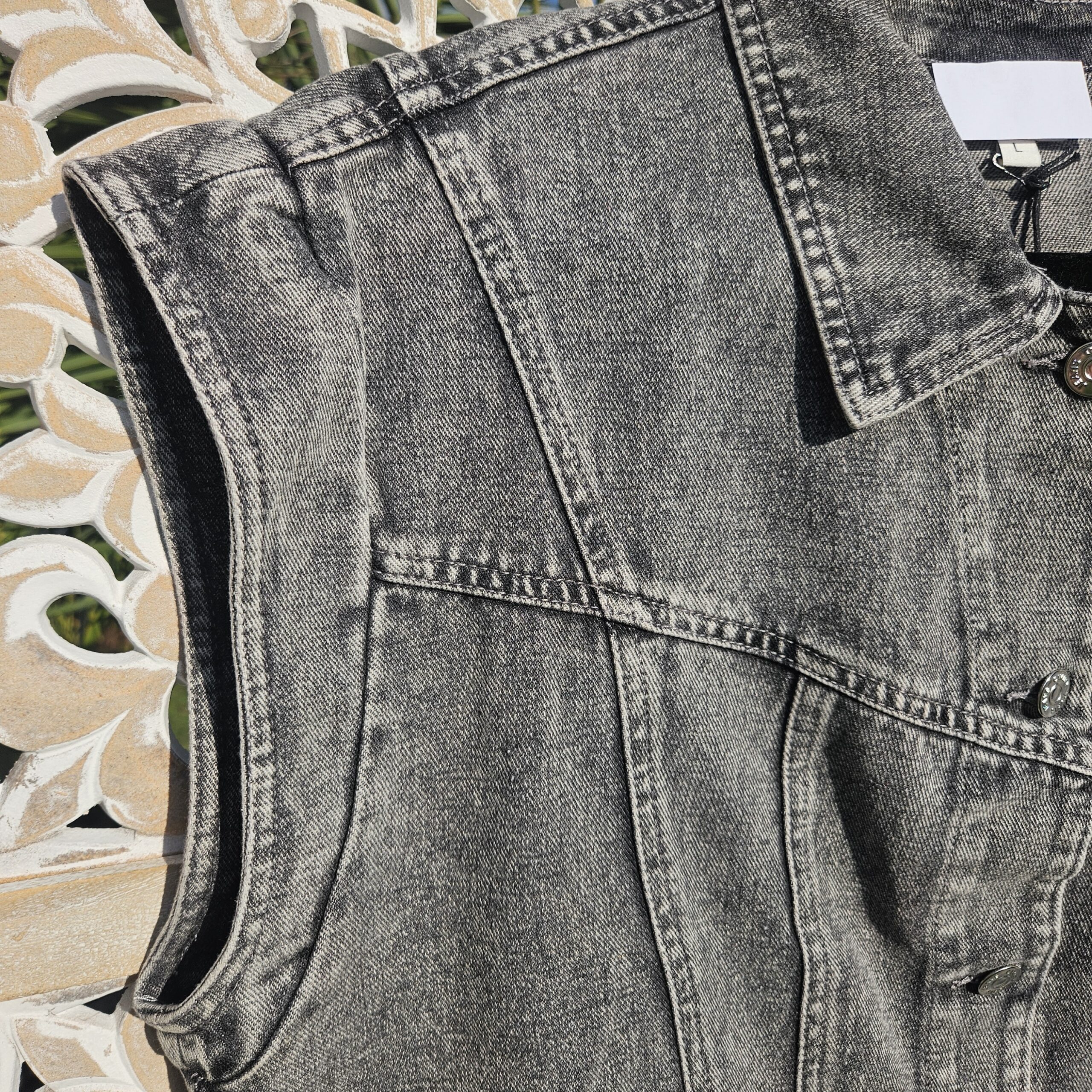 Veste en jeans gris sans manches – Image 5