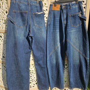 Jeans bleu Barrel structuré