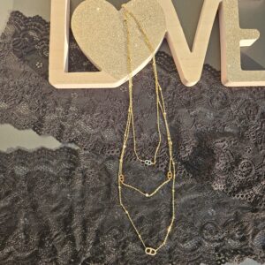 Collier triple mailles ovales strass