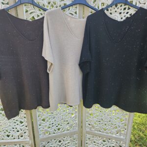 Pull oversize manches courtes mini sequins