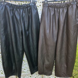 Pantalon Barrel 7/8 ème en simili cuir
