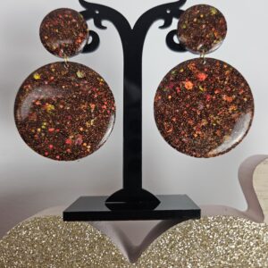 Boucles d'oreille rondes marron holographique