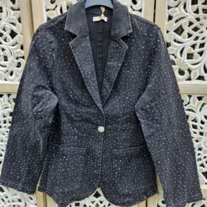 Blazer en jeans noir et strass