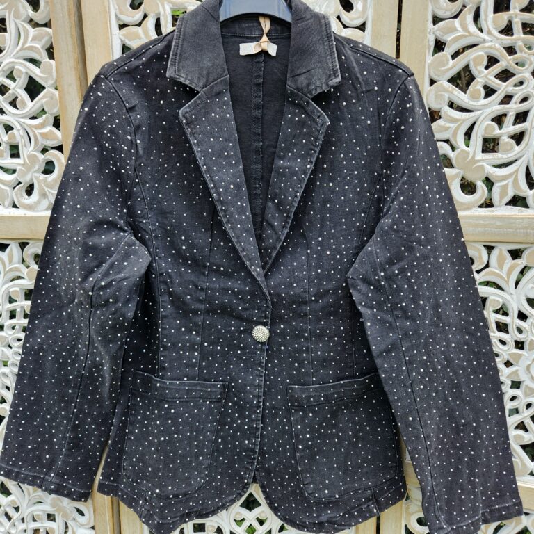 Blazer en jeans noir et strass