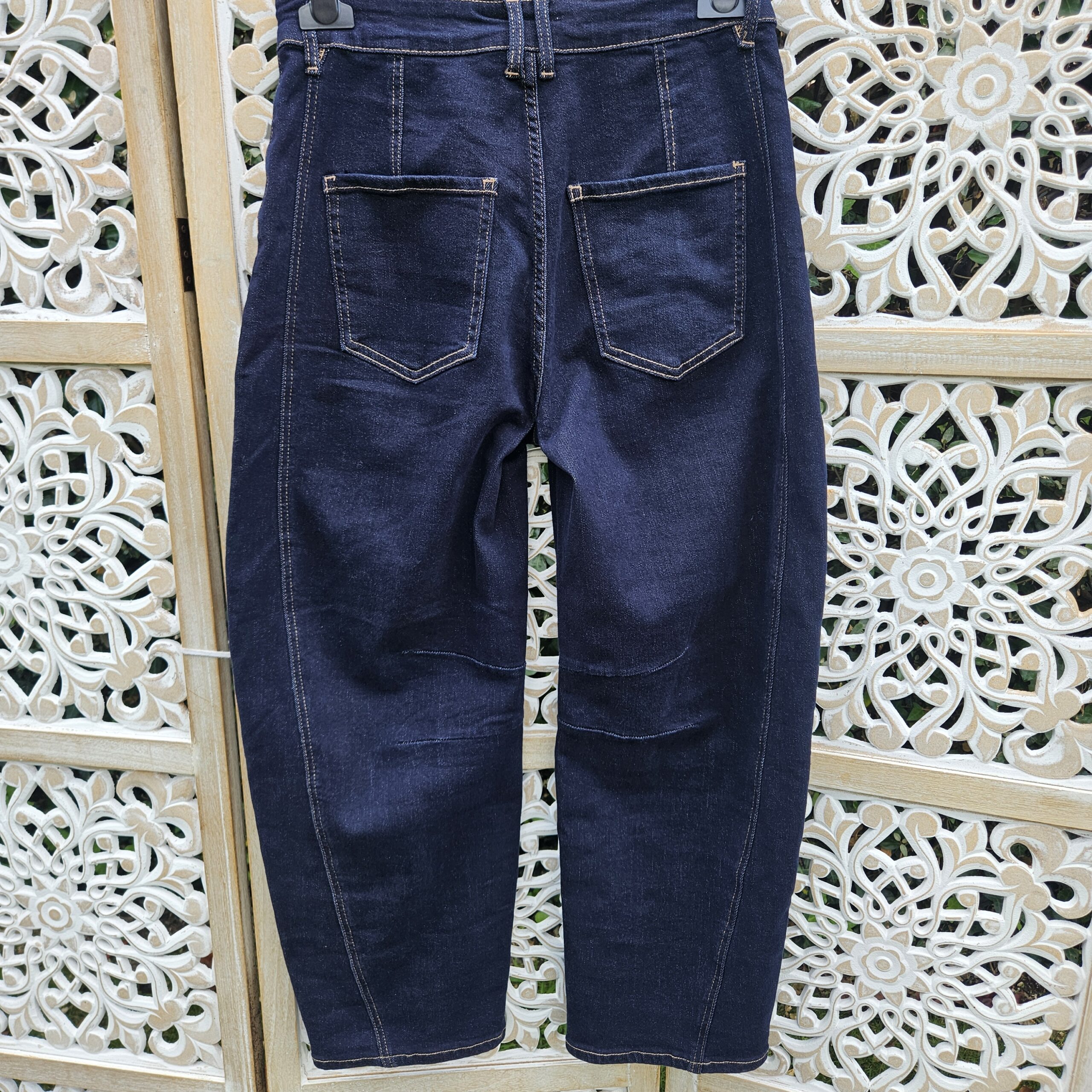 Jeans Barrel bleu brut étoiles cloutées – Image 6