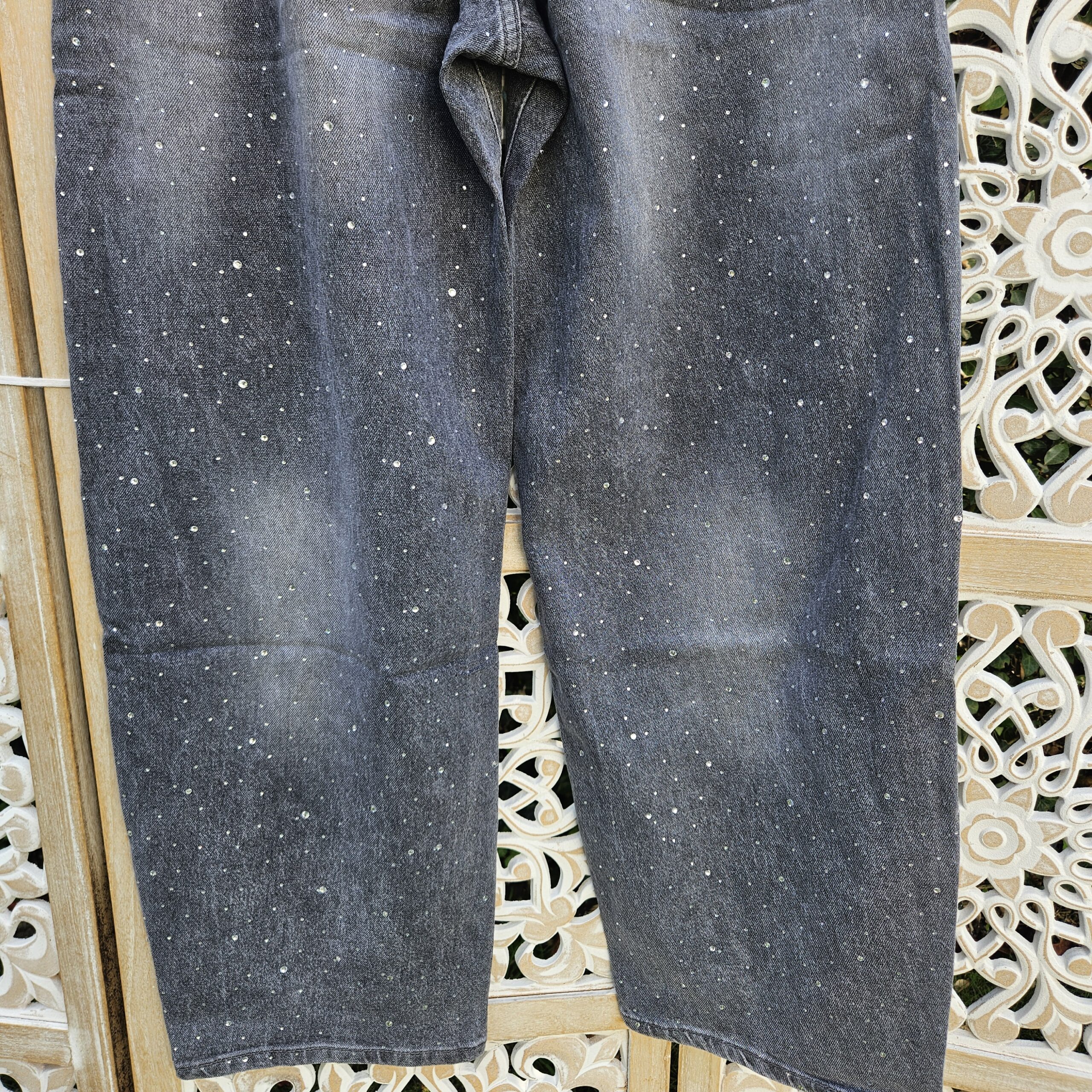 Jeans Barrel gris clair Strass – Image 8