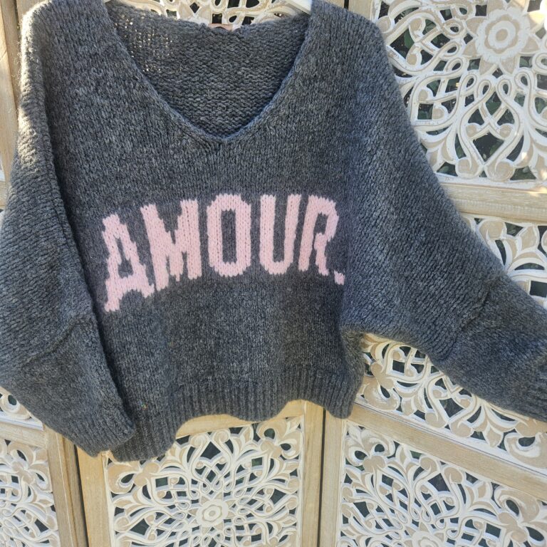 Pull gris AMOUR