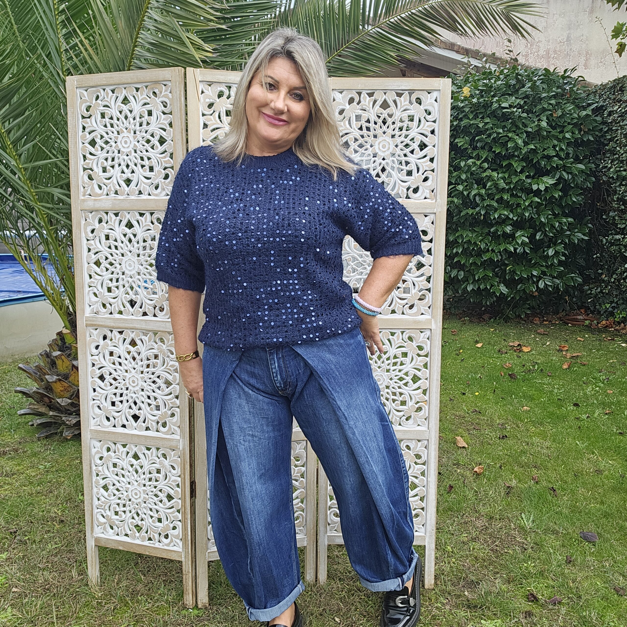 Jeans bleu drapé – Image 4