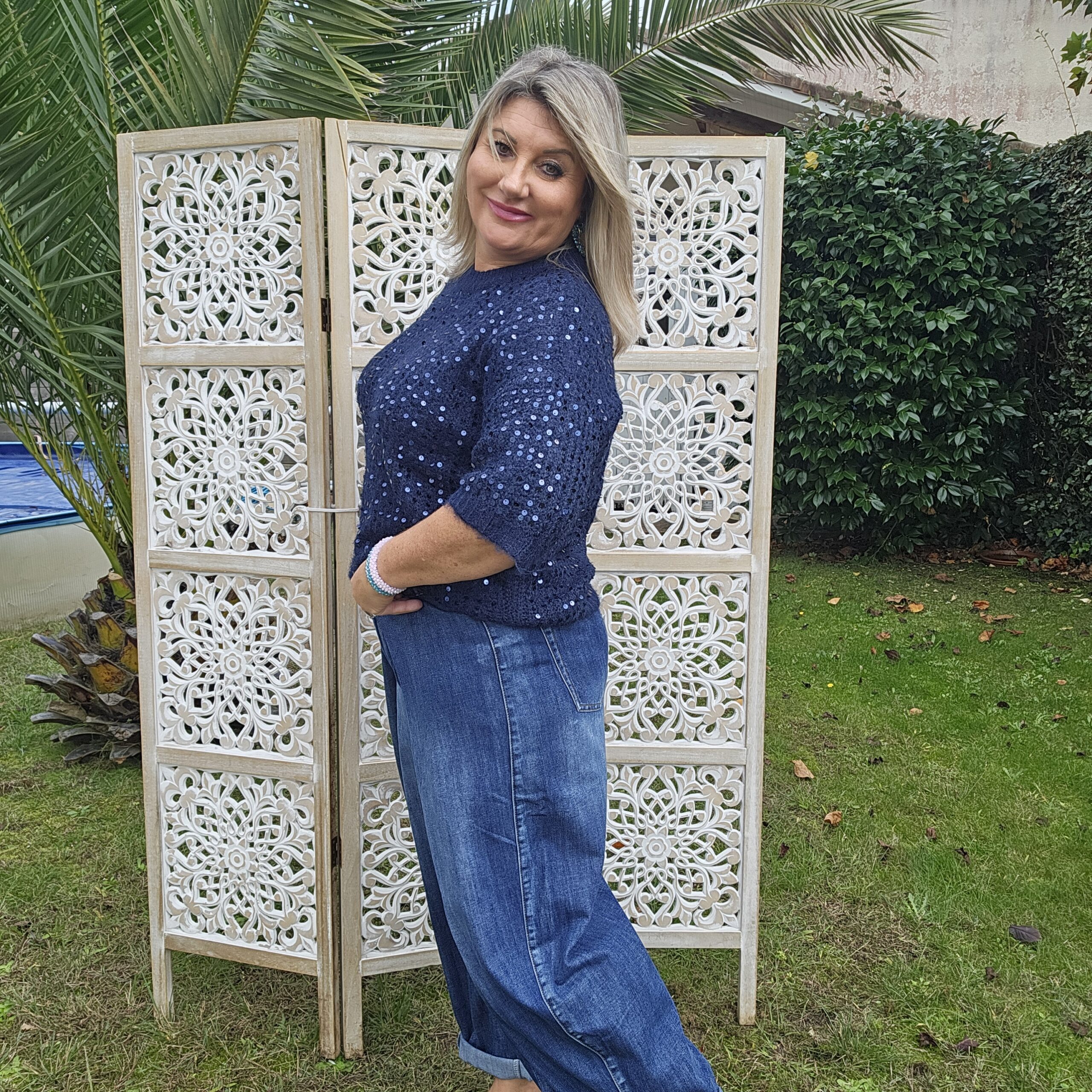Jeans bleu drapé – Image 5