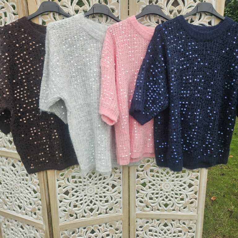 Pull maille sequins manches 3/4