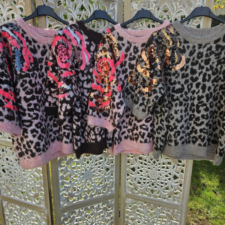 Pull maille léopard et sequins